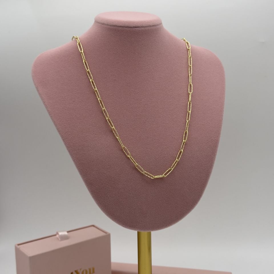 14K Gold Çelik Ataç zincir