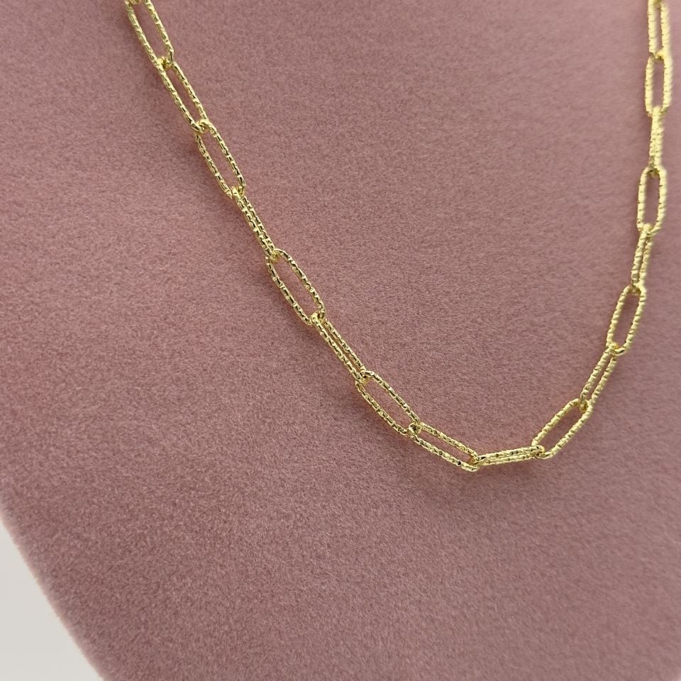 14K Gold Çelik Ataç zincir