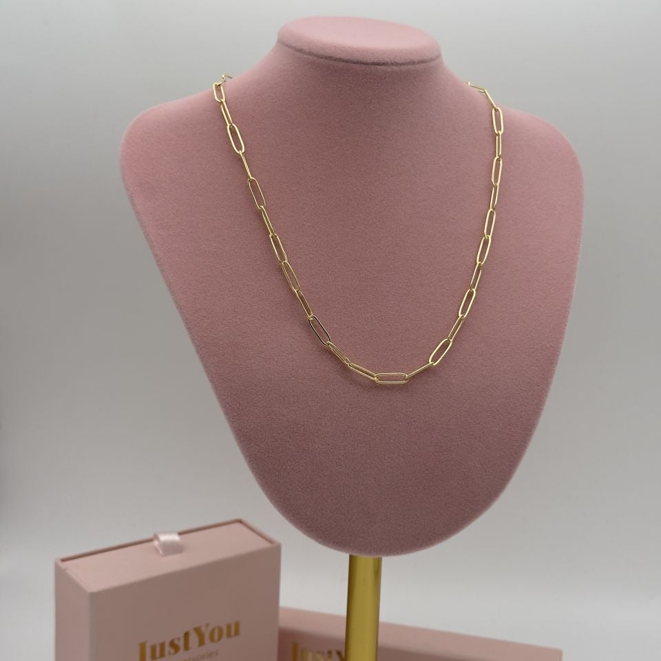 14K Gold Çelik Ataç zincir