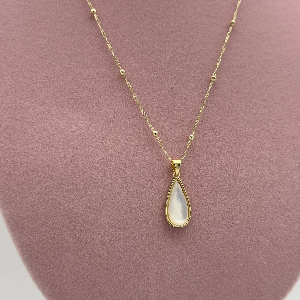 14K Gold Dorika zincir Sedef kolye