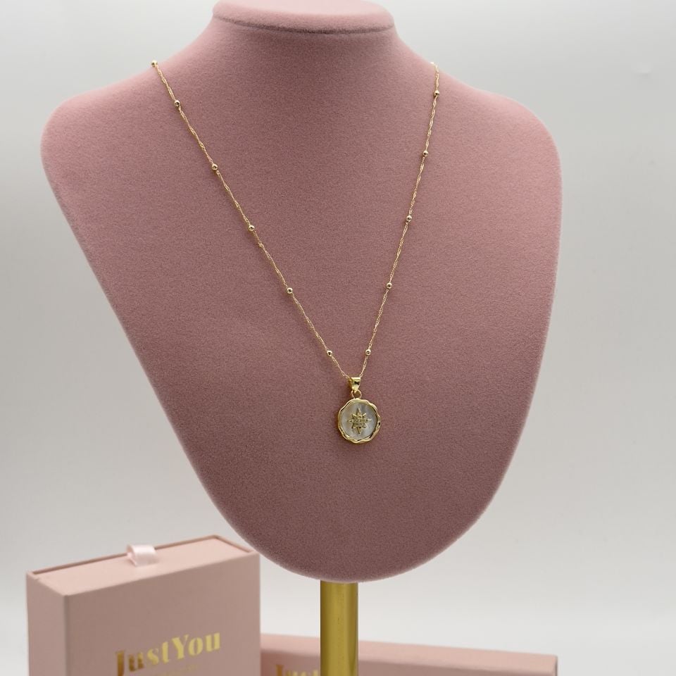 14K Gold Dorika zincir Sedef kolye