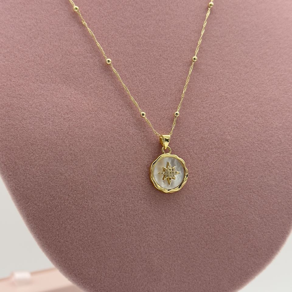 14K Gold Dorika zincir Sedef kolye