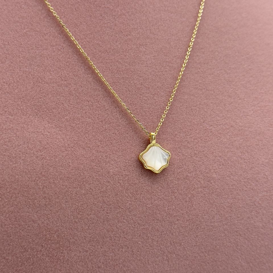 14K Gold Dorika zincir Sedef kolye
