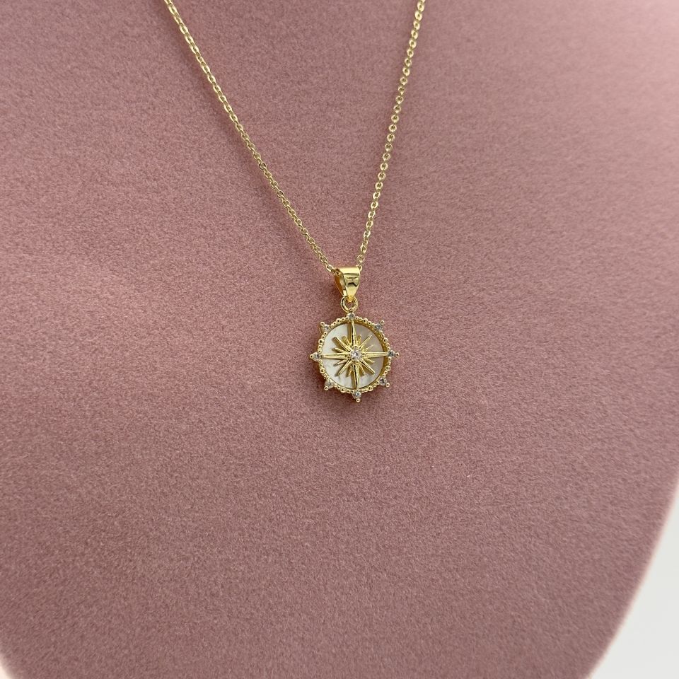 14K Gold Dorika zincir Sedef kolye
